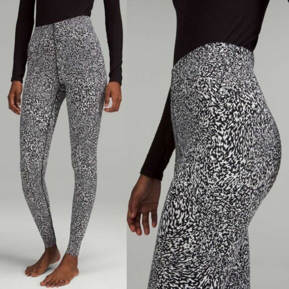 Lululemon InStill High-Rise Tight 28" In Warped Grain Alpine White Black Size 10 - Picture 1 of 8